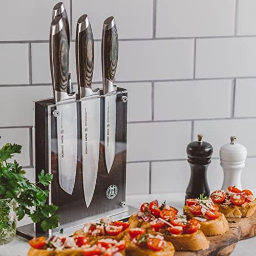 Schmidt Brothers Midtown Magnetic Knife Block 8-10 Knives Acacia Acrylic Shield