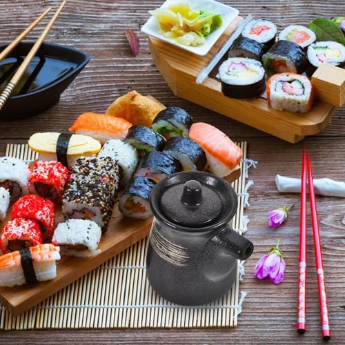 2PCS Soy Sauce Dispenser Ceramic Oil Dispensers with Lid 160ml Japanese Style
