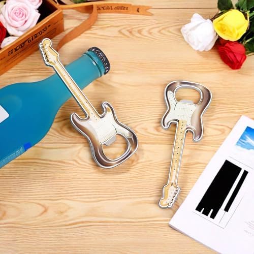 2-Piece Set Guitar Shaped Bottle Opener Music-Inspired Home and Kitchen Gift