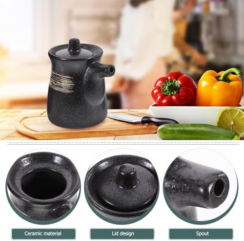 2PCS Soy Sauce Dispenser Ceramic Oil Dispensers with Lid 160ml Japanese Style
