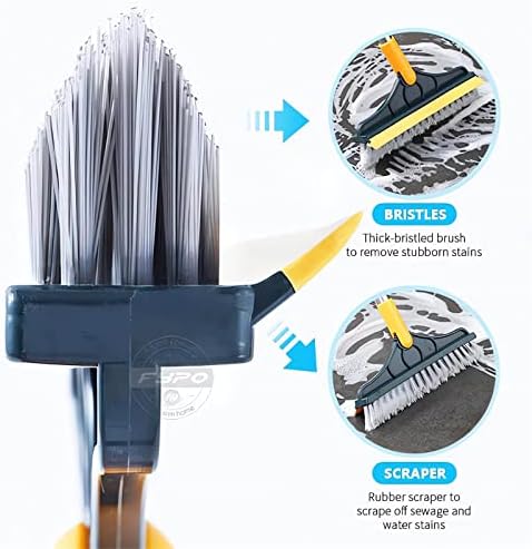 Webahow2 in 1 Floor Scrub Brush with Long Handle