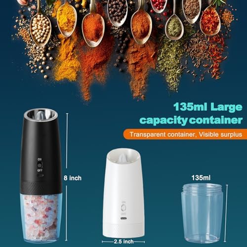 Effortless Salt Pepper Mill Set with LED Light