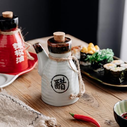 Alipis Japanese Ceramic Oil Dispenser with Cork Stopper