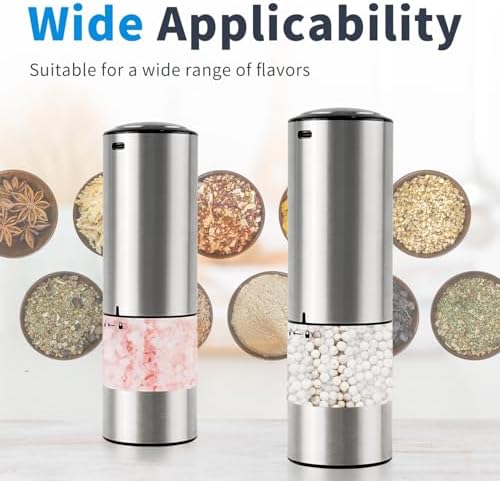 Perfectly Graded Electric Salt and Pepper Grinder Set