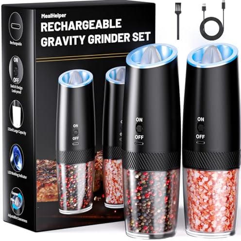 Compact Electric Salt Pepper Grinder Set with LED Light Fast Charging