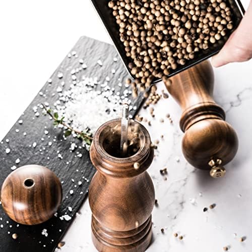 Premium 7-inch Wooden Salt and Pepper Mill Set