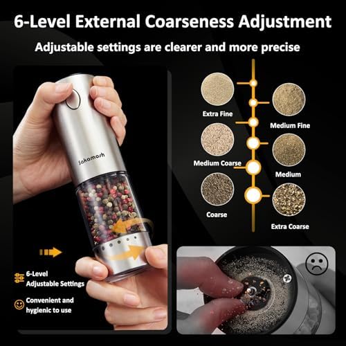 Stylish Electric Salt and Pepper Grinder Set with LED Light - 2-Pack