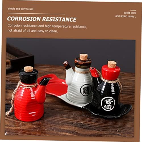 Japanese Soy Sauce Dispenser - Ceramic Condiment Bottle with Cork