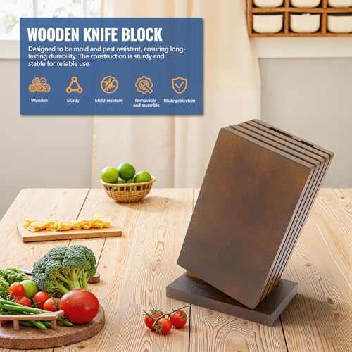 Diagsh Ergonomic Solid-Wood Knife Block for Chefs - Detachable Washable Premium Quality