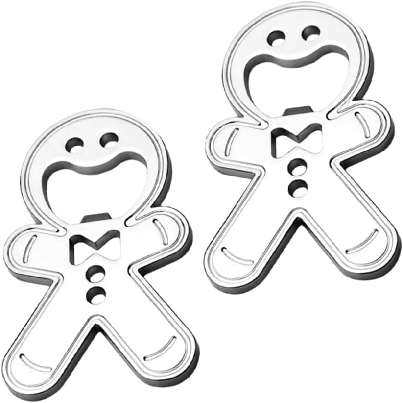 LABRIMP 2pcs Gingerbread Man Bottle Opener Can Cooler Holder