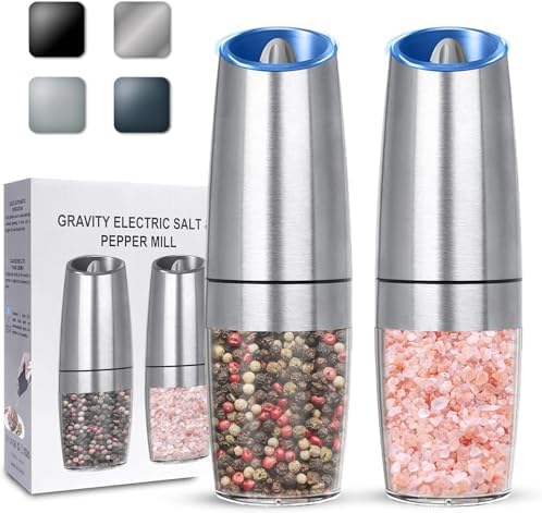 Electric Gravity Salt and Pepper Grinder Set 2-Pack