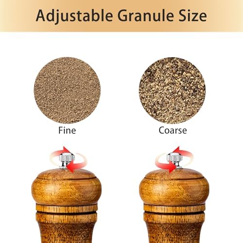 Premium Wooden Salt Pepper Grinder Set with Stainless Steel Core