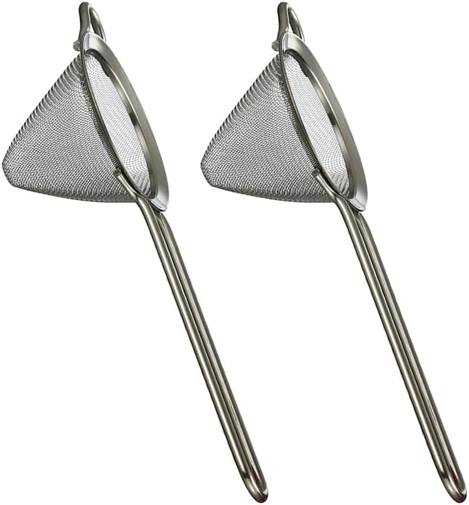 Fine Mesh Cocktail Strainer - Stainless Steel Long Handle Set of 2