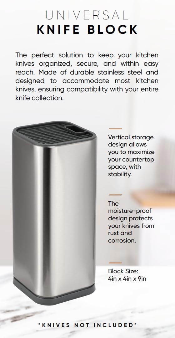 DURA LIVING Universal Stainless Steel Knife Block