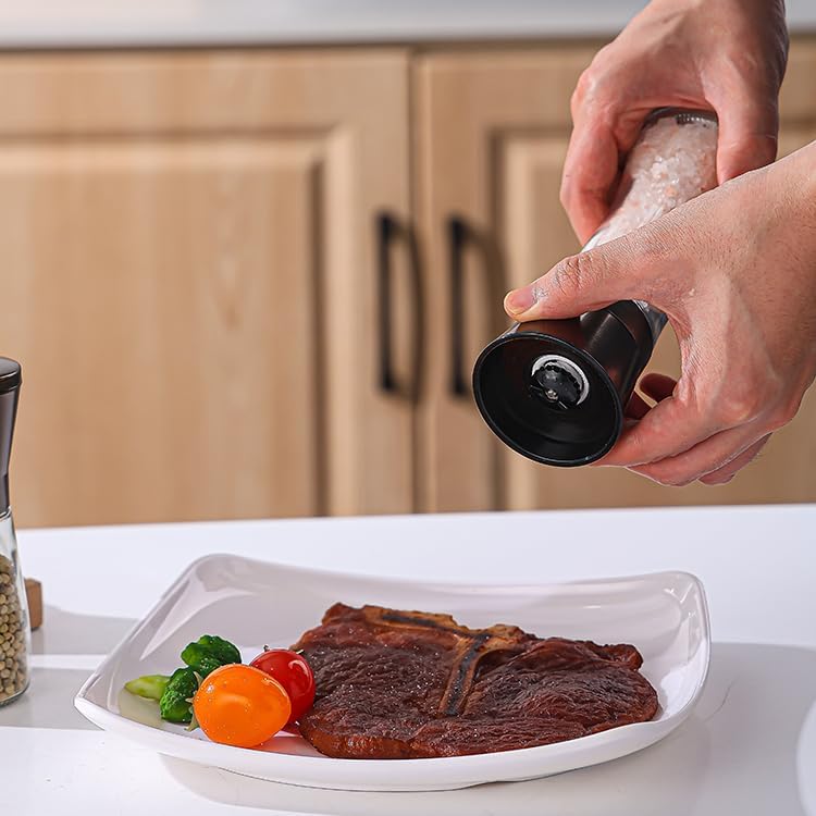 DAVIMADE 2Pack 6OZ Glass Salt and Pepper Grinder Set