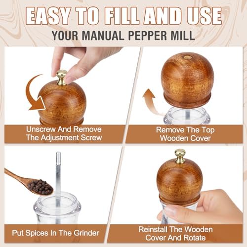 BOCHION Salt and Pepper Grinder Set of 2 Wooden Mill