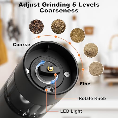 COKUNST Electric Pepper Salt grinder Set Rechargeable 2-in-1