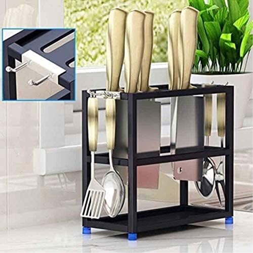 Stainless Steel Kitchen Knife Block Black 23x10x22cm
