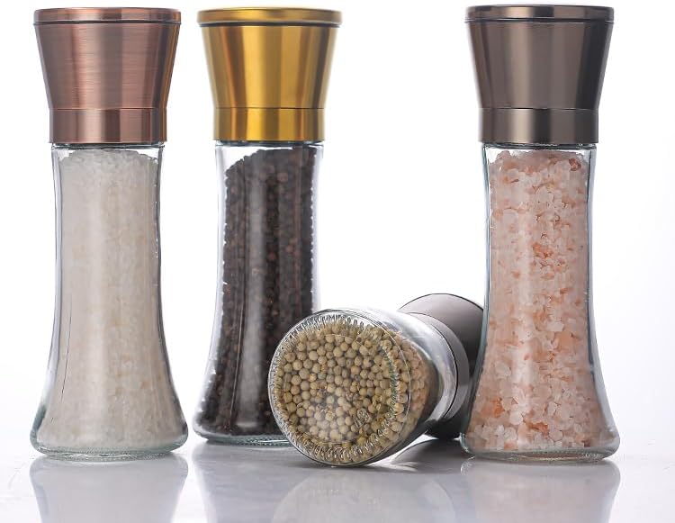 DAVIMADE 2Pack 6OZ Glass Salt and Pepper Grinder Set