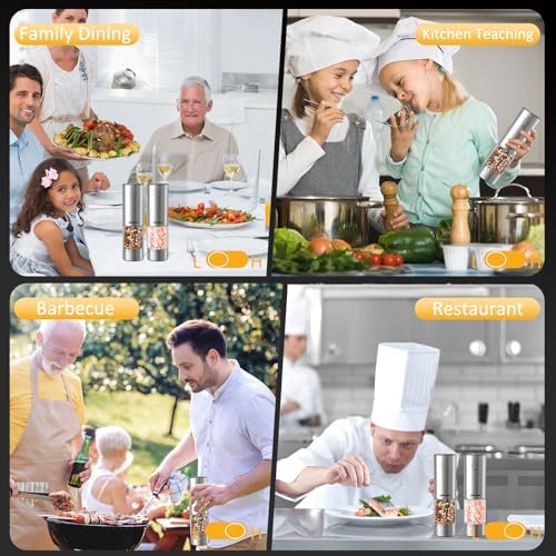 Stylish Electric Salt and Pepper Grinder Set with LED Light - 2-Pack