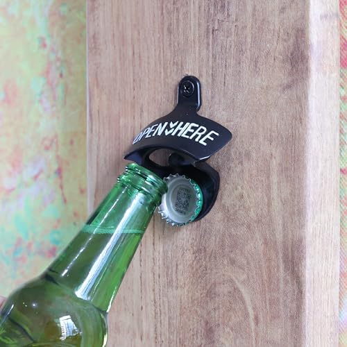 Black Magnetic Bottle Opener Set with Wall-Mounted Design
