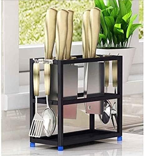 Stainless Steel Kitchen Knife Block Black 23x10x22cm