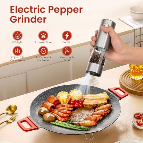 Newise Cruth Salt and Pepper Grinder - Rechargeable with LED Stainless Steel