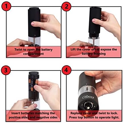 Electric Pepper Grinder Salt Mill Kit - Compact Powerful
