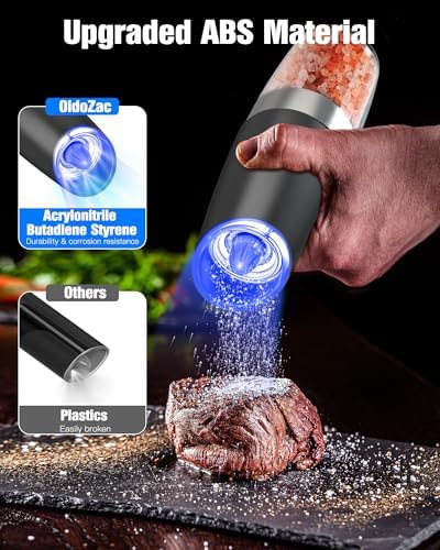 Adjustable Electric Salt and Pepper Mill Set with LED Light