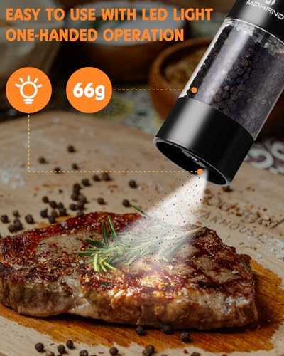 Ergonomic Electric Salt and Pepper Grinder Set with LED Light