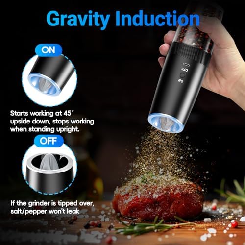 Compact Electric Salt Pepper Grinder Set with LED Light Fast Charging