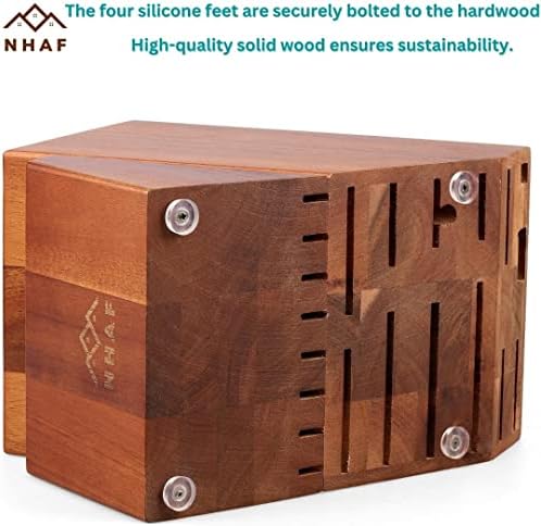24 Slot Wooden Knife Block Sharpener Built-In AcaciaRubberwood Premium Durable