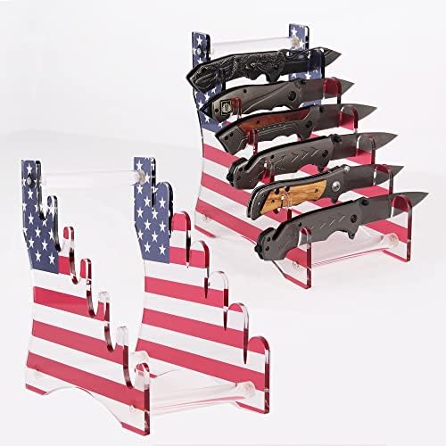 WANLIAN Pocket Knife Holder - 6 Knives Organizer with 360 Display Case