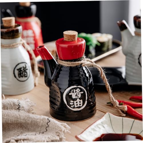 Japanese Sauce Dispenser Set with Ceramic CasesPerfect for Home and Kitchen Use
