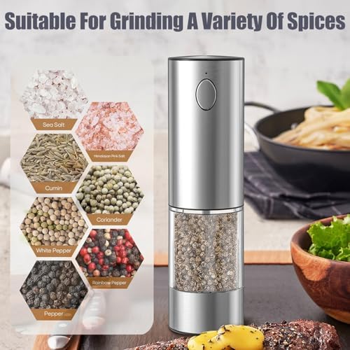 Rechargeable Stainless Steel Electric Salt and Pepper Grinder Set with LEDlight