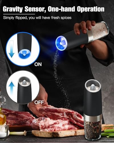 Adjustable Electric Salt and Pepper Mill Set with LED Light