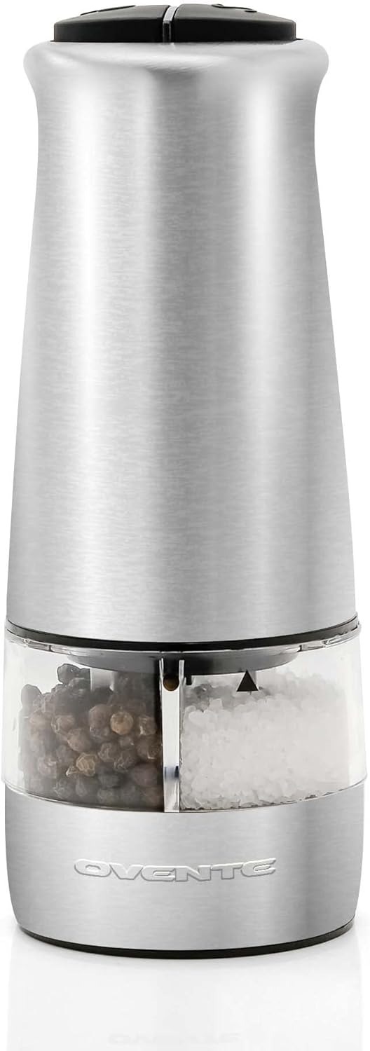 OVENTE 2-in-1 Stainless Steel Sea Salt and Pepper Grinder