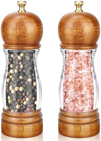 BOCHION Salt and Pepper Grinder Set of 2 Wooden Mill