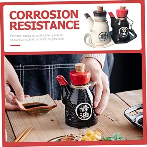 Japanese Sauce Dispenser Set with Ceramic CasesPerfect for Home and Kitchen Use