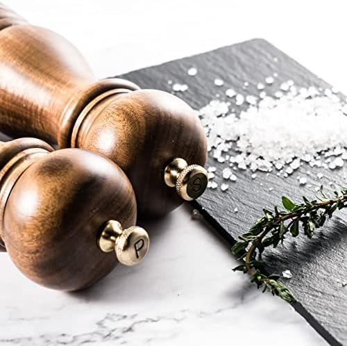Premium 7-inch Wooden Salt and Pepper Mill Set