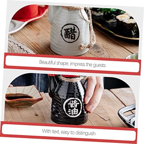 Japanese Sauce Dispenser Set with Ceramic CasesPerfect for Home and Kitchen Use