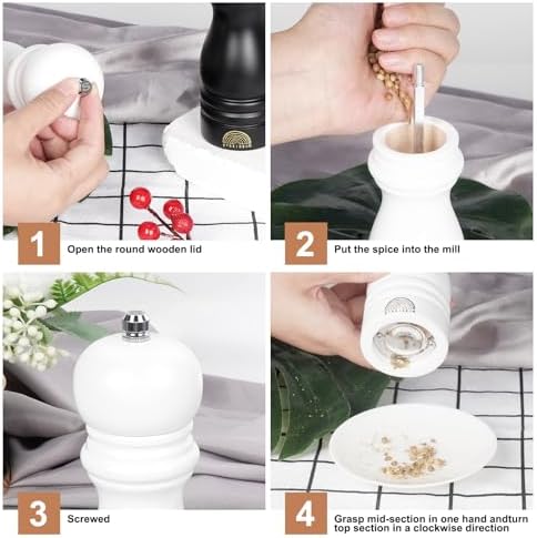Adjustable Wooden Salt and Pepper Mills for the Home