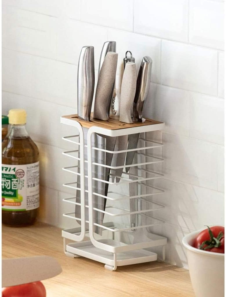 8-Hole Bamboo Kitchen Knife Holder Eco-Friendly Durable