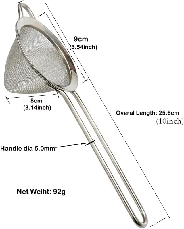 Fine Mesh Cocktail Strainer - Stainless Steel Long Handle Set of 2