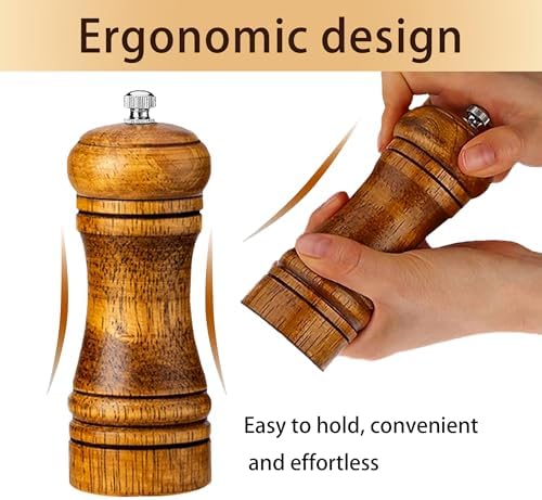 Premium Wooden Salt Pepper Grinder Set with Stainless Steel Core
