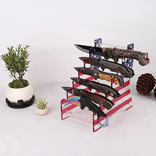 WANLIAN Pocket Knife Holder - 6 Knives Organizer with 360 Display Case