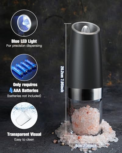 Adjustable Electric Salt and Pepper Mill Set with LED Light