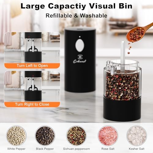 COKUNST Electric Pepper Salt grinder Set Rechargeable 2-in-1