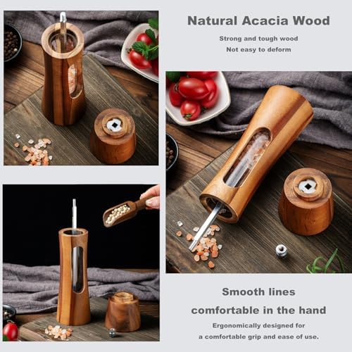 Genuine Acacia Wooden Salt Pepper Mill Set