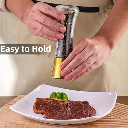 DAVIMADE 2Pack 6OZ Glass Salt and Pepper Grinder Set